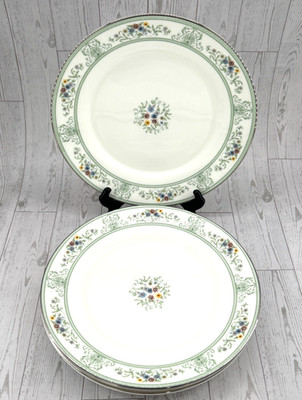 Wedgwood England Agincourt Green 11'' Dinner Plates Bone China Set Of 4