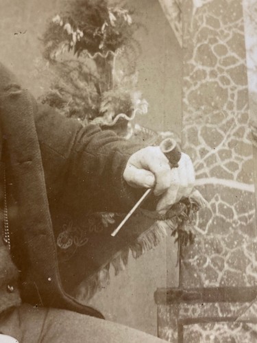 Cabinet Card Sitting Man Holding Clay Pipe Photo | eBay UK