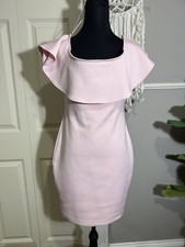 Guess Blush Pink Mini Dress Off The Shoulder Back Zippered Dress Size Medium