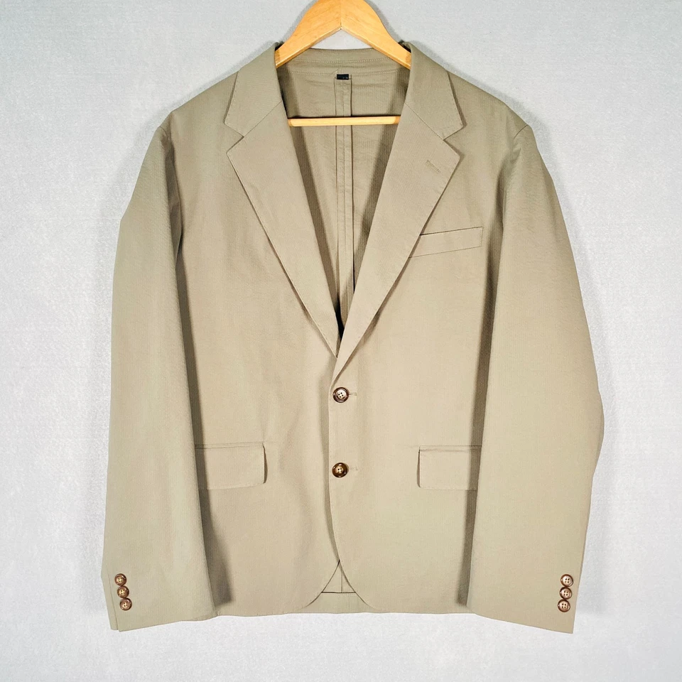 Blazer J Crew Kenmare Blazer Para Hombres 42R Beige Algodón Abrigo Deportivo Chaqueta Seersucker Foto 3 de 4