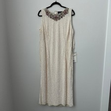 Mac Duggal Gown Dress Sz 16 Sequin Midi Dress 70269 Porcelain Fitted NWT