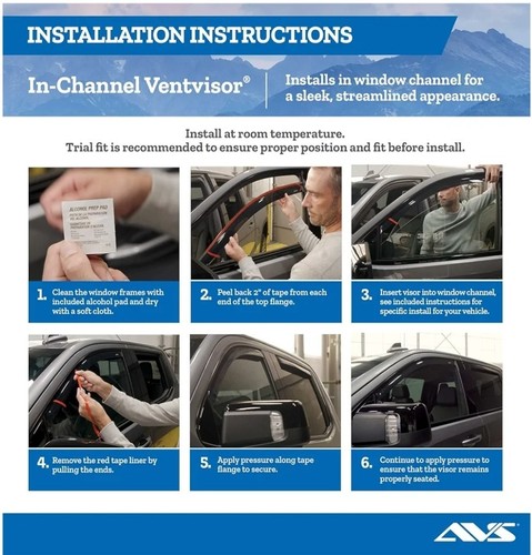 AVS Smoke Rain Guards Vent Visors In-Channel for 2013-2018 Hyundai Santa Fe SUV - Picture 5 of 8