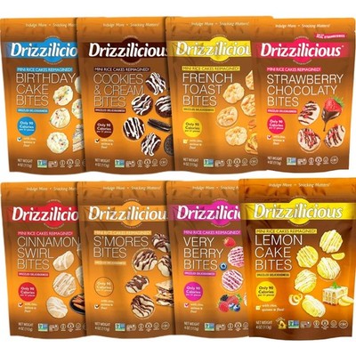 Drizzilicious Mini Rice Cakes Variety Healthy Snack Bags Gluten Free Low Calorie