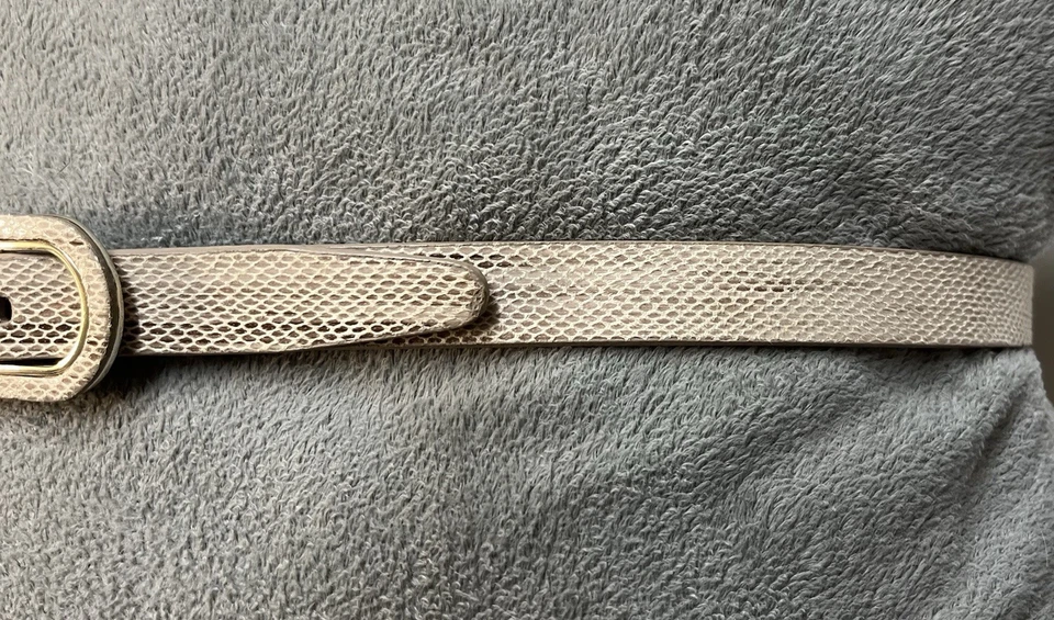 复古 Chico's 金属蛇浮雕椭圆形包裹扣紧身腰带 尺寸 M 二手状况完好 — 第 3/4 张图片