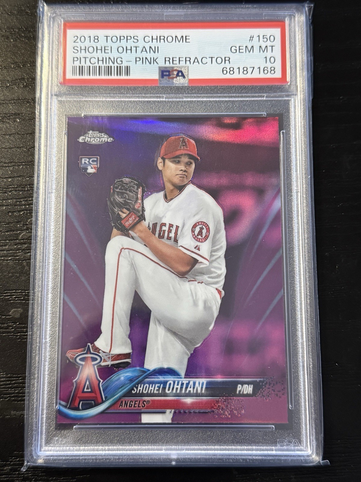 SHOHEI OHTANI 2018 TOPPS CHROME PITCHING PINK REFRACTOR ROOKIE #150 PSA 10 GEM