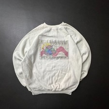 Vintage Hanes Swetshirt Adult Medium Ivory Bowling 1990s Made in USA Crew Neck