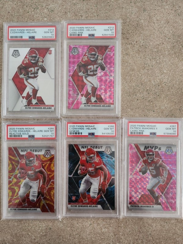 2020 Kansas City Chiefs Panini Mosaic PSA 10 Lot Patrick Mahomes Edwards-Helaire