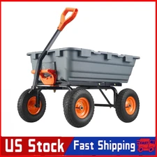 800 LBS Poly Garden Dump Cart Heavy-Duty Dump Wagon Utility Cart Wheelbarrow