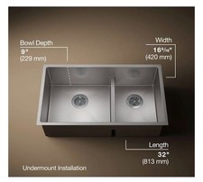Kohler K-5284-NA Under-Mount Double Bowl Kitchen Sink - Silver New in the box.