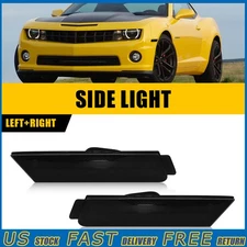 Front Side Marker Signal Lights Reflectors Smoke Lens For Chevy Camaro 2010-2015