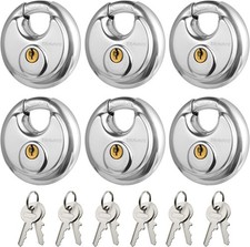 Keyed Alike Disc Padlock, 6PCS Stainless Steel Discus Lock with 2-3/4 in. Wid...