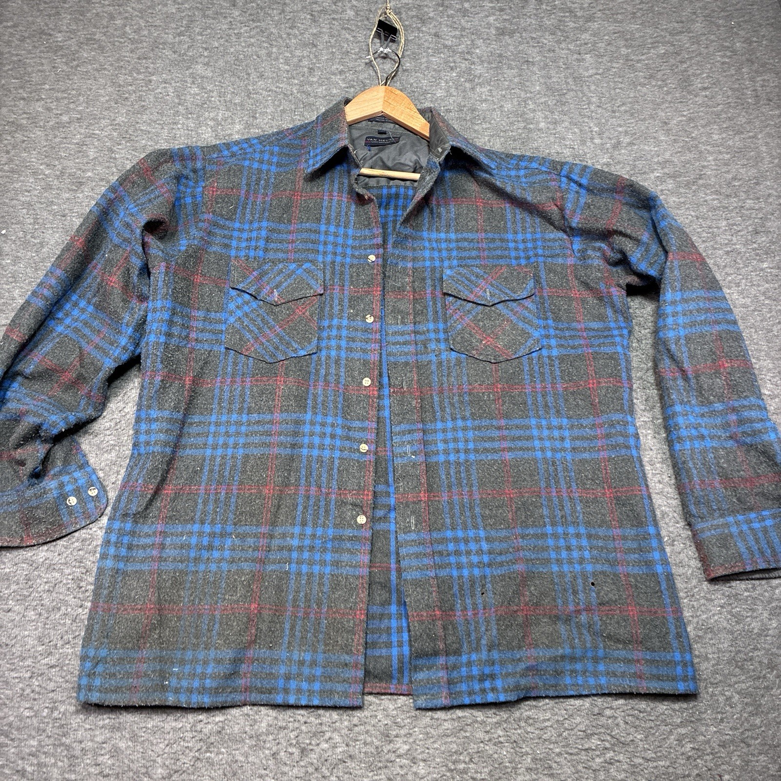 Vintage Van Heusen Winterweights Flannel Shirt Large Plaid B