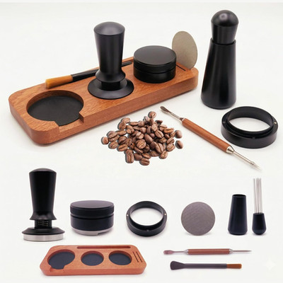 8PCS Espresso Accessories Kit, 51Mm Espresso Tamper Tool Coffee Tamper Set with 
