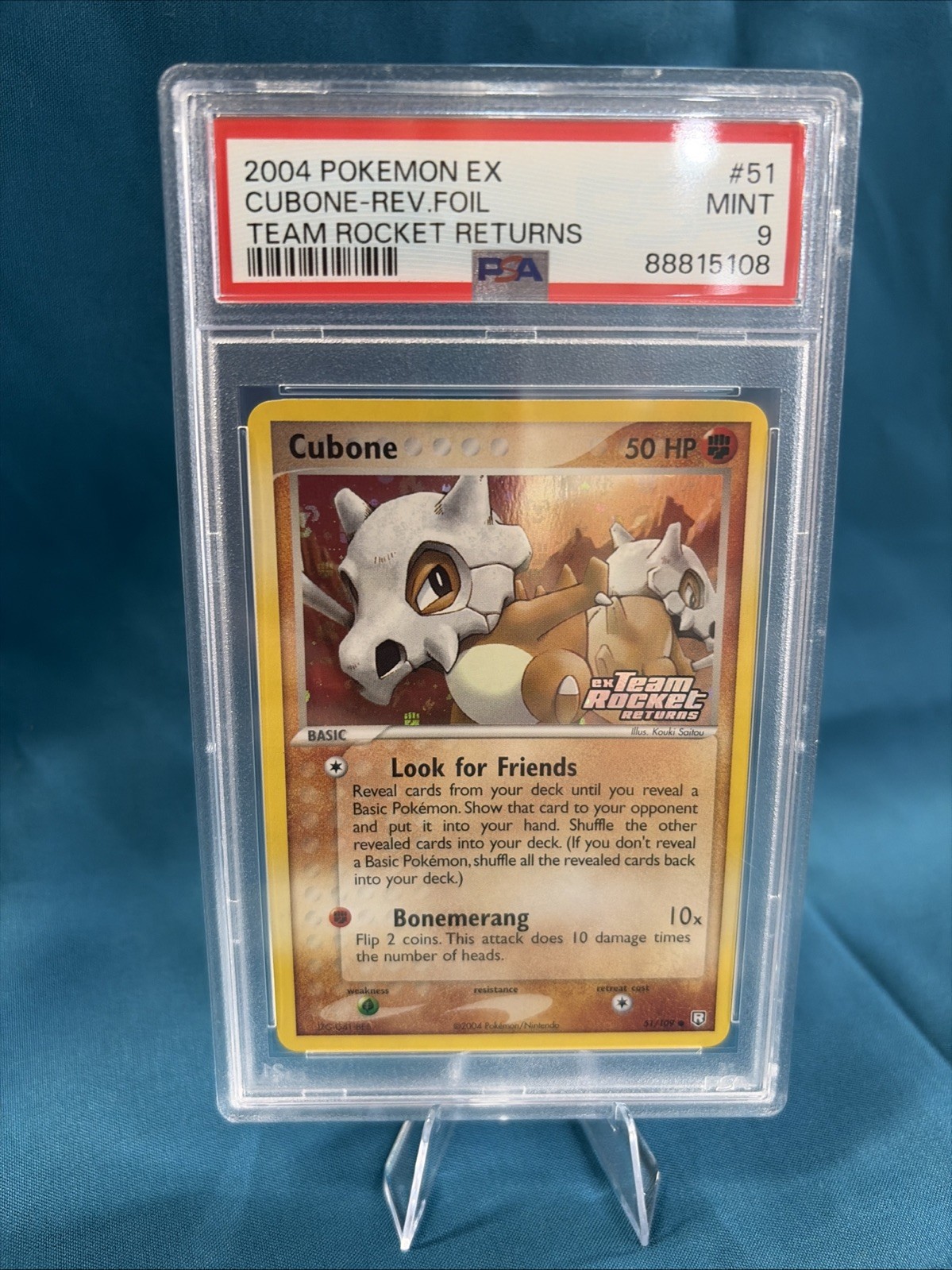 2004 POKEMON EX TEAM ROCKET RETURNS #51 CUBONE-REVERSE FOIL PSA 9