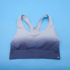 Victorias Secret Sports Bra Small Blue White Seamless Lightly Lined Padded NEW