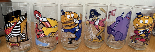 Vintage 1977 McDonald's Action series Glasses. Complete set of 6.
