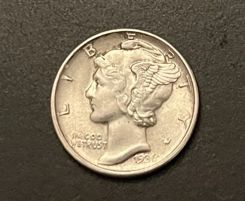 1936 D Mercury Dime - AU