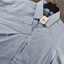 Polo Ralph Lauren Shirt Mens 17.5 34/35 Blue Solid Regent Custom Fit Dress