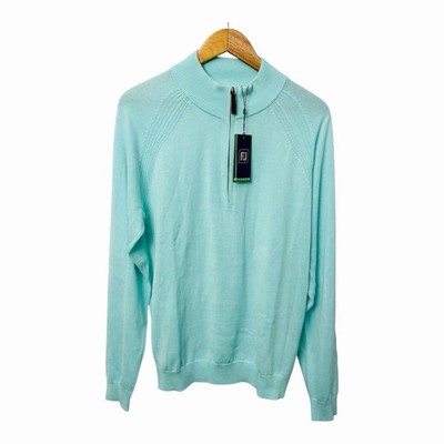 FootJoy Half Zip Sweater Mens Small Mint Lightweight Wool Blend Golf New