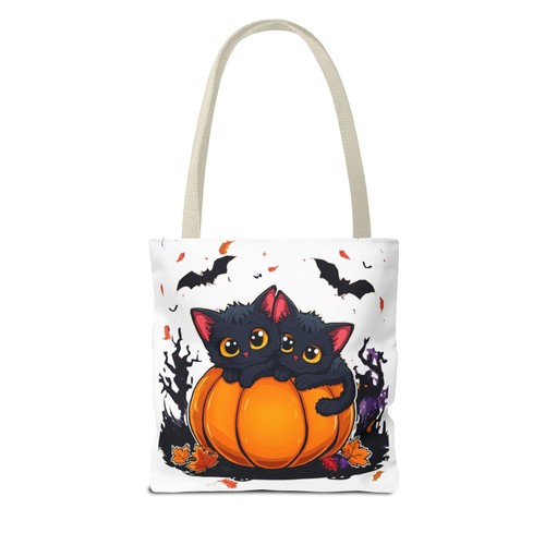 Cute Black Cat Halloween Tote Bag Pumpkin Cat Lovers Fall Gift - Picture 19 of 41