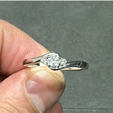 0.25Ct Round Lab Grown Diamond Trilogy Engagement Ring In Silver D/VVS UK Made