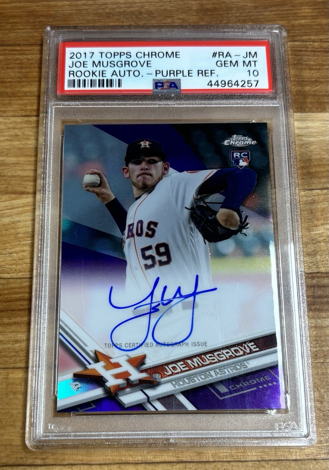 2017 Topps Chrome Rookie Auto Joe Musgrove #RA-JM Purple Refractor /250 PSA 10
