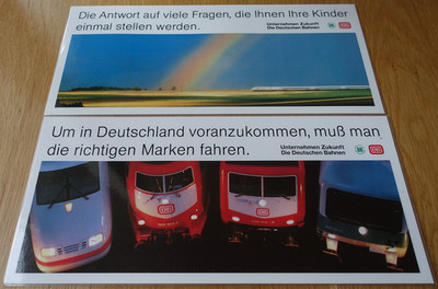 DB REICHSBAHN BUNDESBAHN ZUG SCHILD ABTEILSCHILD WERBUNG ICE INTERREGIO E-LOK