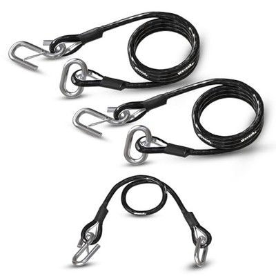  Trailer Safety Cables 3-Pack - Self-Coiling Safety Chain Replacement 2,600 LB