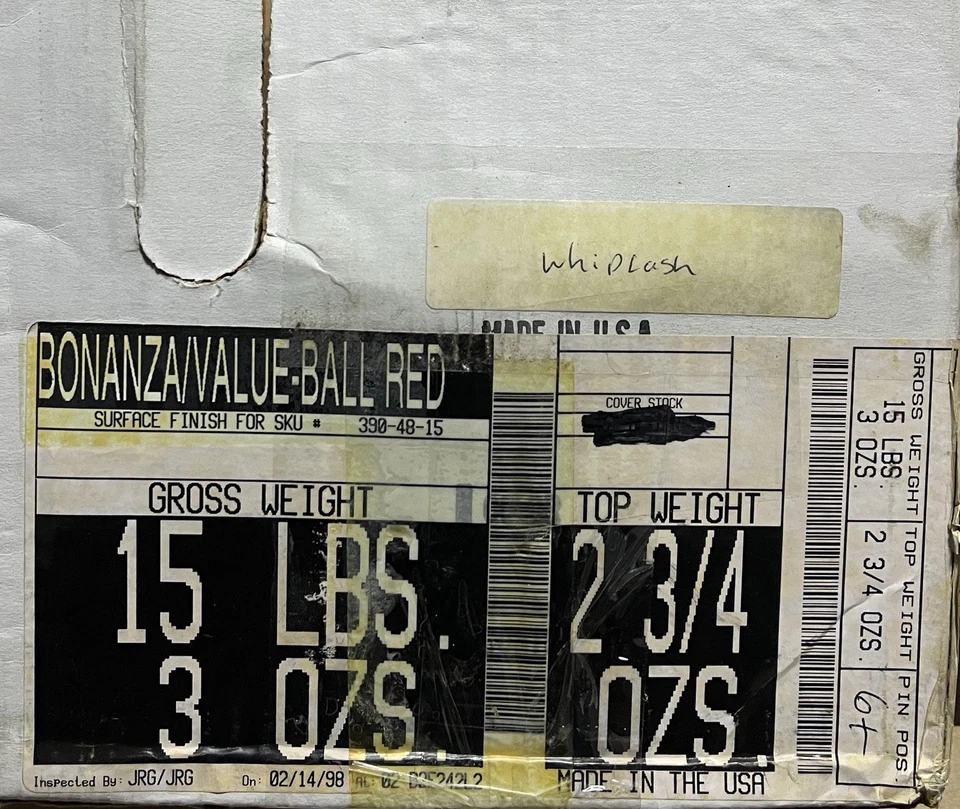 Bola de boliche Bonanza 300/AMF Whiplash 15 lb nueva en caja original Foto 3 de 3