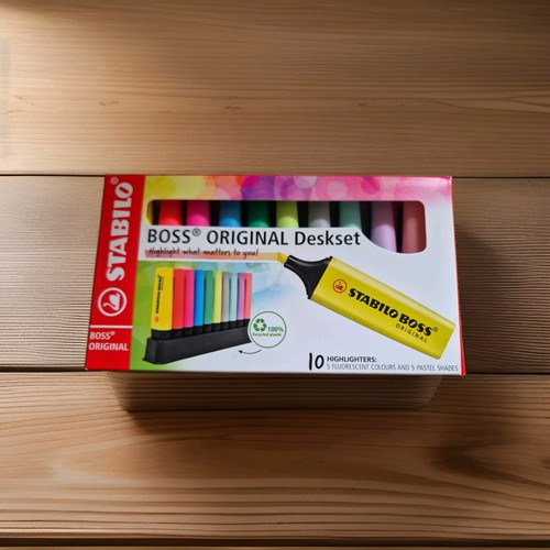 Stabilo Boss Original Deskset 10 Highlighters Assorted Colours Pack of 10 New