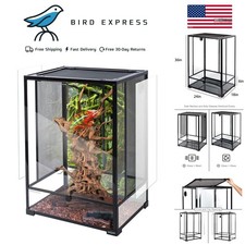 24x18x36in Reptile Glass Terrarium, Double Hinge Doors Rainforest Habitat 67 Gal