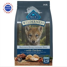 Blue Buffalo Wilderness High Protein Natural Dry Food Puppies Salmon 24lb Bag 5.00 per pound