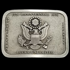 1976 Bicentennial Ducks Unlimited Belt Buckle Illinois Bergamot Brass Works