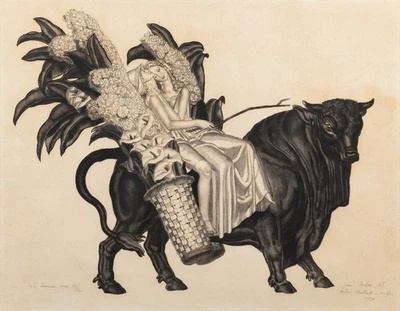 Jean Dupas André Maillart L'Enlèvement d'Europe 1931 Art Deco Etching - Image 1 of 2