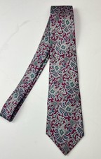 Vintage Christian Dior Men's Designer Necktie Silk Blue Red Paisley Made In USA