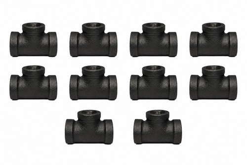 1" BLACK MALLEABLE IRON TEE fitting pipe npt - 10 Pack