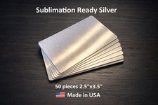 Brushed Silver Aluminum Dye Sublimation 2.5"x3.5" blanks 50ea