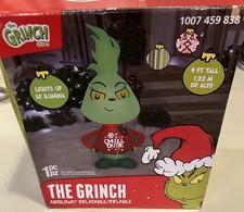 NIB 4 Ft Dr. Seuss The Grinch Inflatable Yard Decoration Lights Up Chill Dude