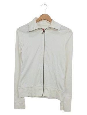QS BY S.OLIVER Damen Sweatjacke Gr. 38/M Weiß Reißverschluss Basic