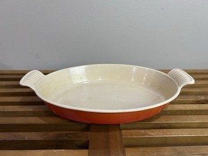 Vintage Le Creuset 28 Flame Orange Oval Casserole Roasting Dish Enamel Cast Iron