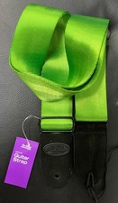 On-Stage Model  GSA20GN Seatbelt Guitar Strap with leather ends, Green