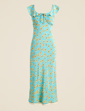 J. Crew Ruffle cap-sleeve slip in retro daisy print Midi Dress Size 14 NWT