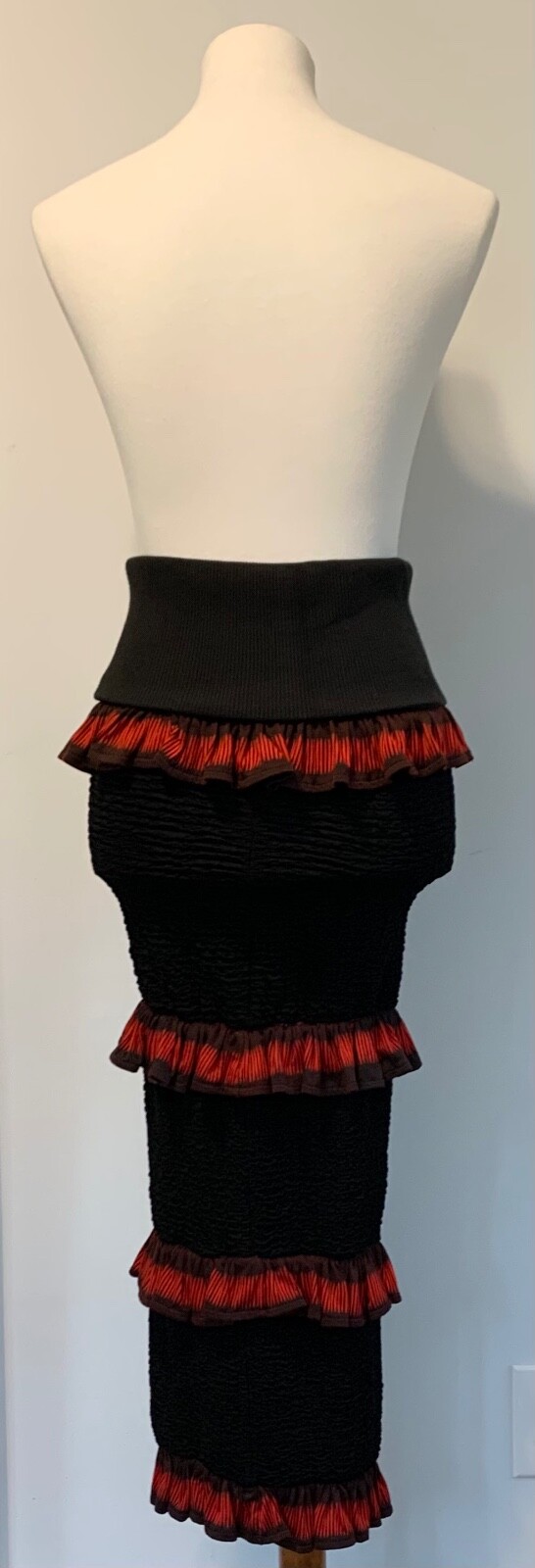 BodyMap 1980’s Body Con Black & Red Ruffle Skirt image 4