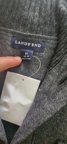 Lands End Mens Lambs Wool Cardigan Gray Button Sweater M 38/40 NWOT - Picture 2 of 5