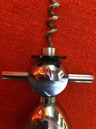 art deco snowman corkscrew jigger bottle opener chrome vintage barware as-is - Picture 2 of 3