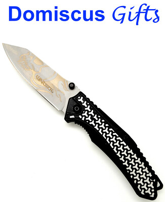 8 1/2'' NEW! WARTECH Skull Interlocking TRIANGLE Modern POCKET Folding KNIFE 
