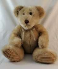 FIRST  MAIN "Minky" BLOND TEDDY BEAR Plush Corduroy Feet 16 Inch 1404 Mint