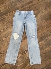 Good American '90s Icon High Rise Straight Leg Jeans Blue Size 10 30 AK112