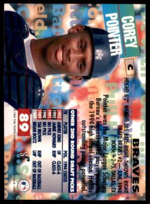 1994 Stadium Club Draft Picks Corey Pointer #89 Atlanta Braves