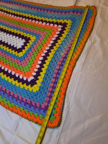 HANDMADE Crochet Multicolor Knit Blanket Afghan Comfort Lovey 45 X 34 - Picture 4 of 5